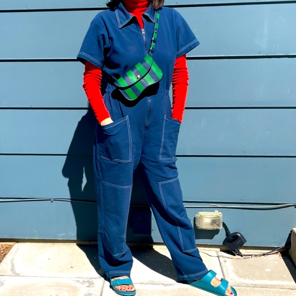 Noble Utility Jumpsuit Navy Contrast Stitch- M